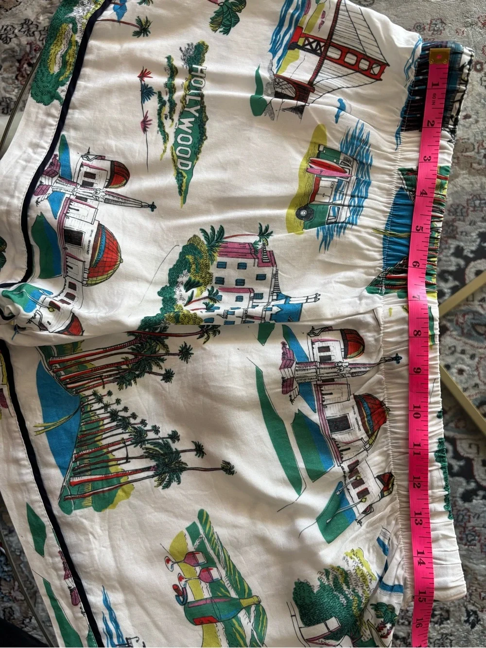 Katie Kime California Toile Pajama Short Set S Cotton Hollywood Golden Gate Surf - Picture 6 of 11
